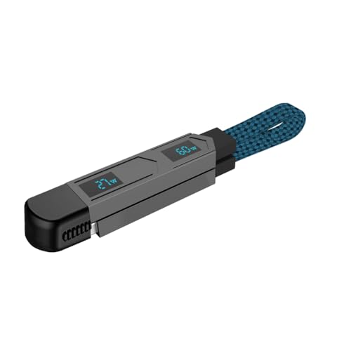 Flaroey Cable magnético de carga rápida con llavero de pantalla, cable PD para Android TYPE-C 60W QC 18W azul marino
