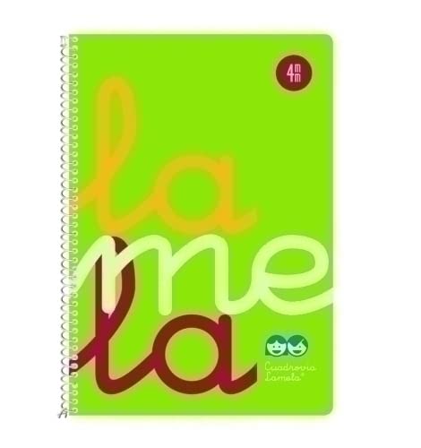 Cuaderno Espiral LAMELA Fluor, 4º 80 Hojas Cuadro 4 mm. Tapa Plástico (Verde)