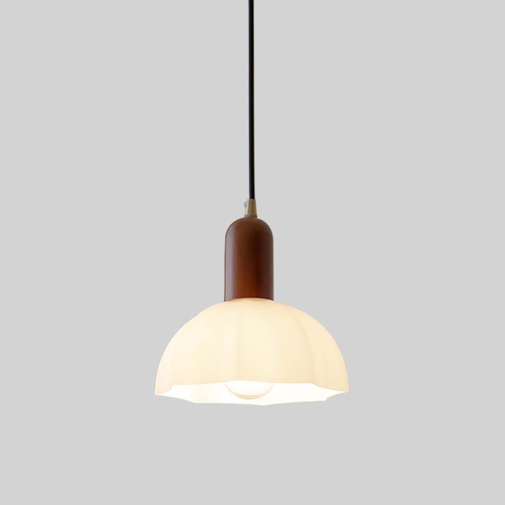 Lámpara colgante cocina de estilo retro industrial con tulipa de cristal 7
