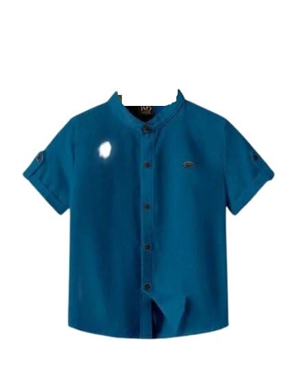 Image of Kids Shirt Cotton Blend Solid Short Sleeve Shirt for Boys | Comfortable & Breathable Casual