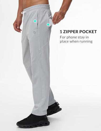 Image of baleaf Men's Fleece Lined Water Resistant Pants Winter Thermal Sweatpants with Zipper Pockets Warm Open Bottom