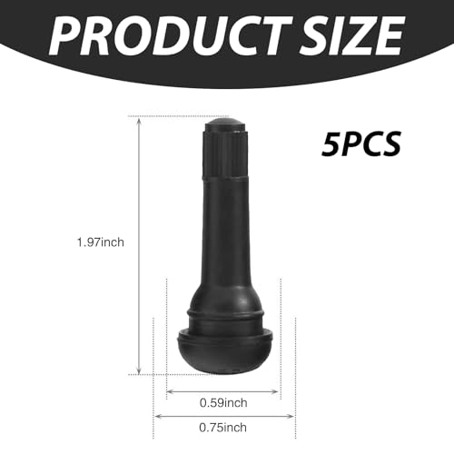Image of ijuicy 5 PCS Car TR414 Tire Valve Stems, Pure Copper Bbody Anti-Rust Tubeless Valve Stems, Rubber Snap-in Tire Valve, Universal for Tubeless 0.45 Inches Rim Holes on Standard Vehicle Tires (Black)