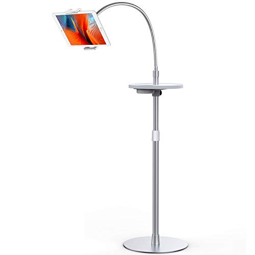 Viozon Gooseneck Tablet Floor Stand with a Portable Tray Compatible with 4.5-11 inch Smart Phones Tablet PCs, iPhone X,iPad, iPad Mini, iPad Air,New iPad Pro(9.7& 11inch), Galaxy, Nexus