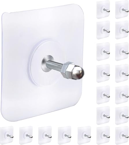 Image of Maxxic Labaratories (20 pcs) Self Adhesive Wall Hooks Heavy Duty for Hanging | Nail Free Sticky Hooks for Wall Heavy Items Without Drilling, Transparent Wall Hanger Hook