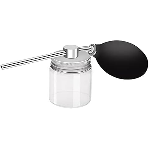 ZIBARBER Powder Spray Bottles,Empty Powder Spray Bottle Barber Powder Hair Fibers Spray Applicator Refillable Spray Pump Dispenser Rubber Extrusion Body Powder Container (Glass) Cover