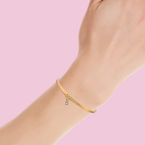 Spinningdaisy Dangling Crystal Initial Charm Cuff Bracelet4