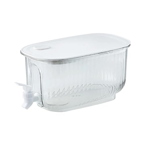 投手 4L 冷蔵庫飲料ディスペンサー ウォータージャグ 蛇口付き 大容量 コールドケトル ジュースジャグ 家庭用冷水バケツ 温水/冷水カラフェ(白)