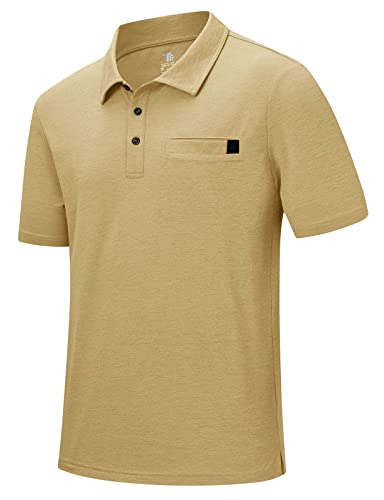 Rdruko Men's Golf Polo Shirts Short Sleeve Dry Fit Collared Shirts with Pocket Tennis Work Casual
