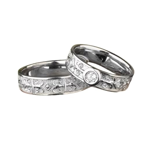 Amazon.com: icedout Round Cut Diamond Unique Design Wedding Bands Set ...