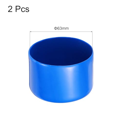 Image of uxcell 2pcs Rubber End Caps 63mm(2 1 /2 Inch) ID x 50mm(2 Inch) H Vinyl Round Tube Bolt Cap Cover Screw Thread Protectors Blue
