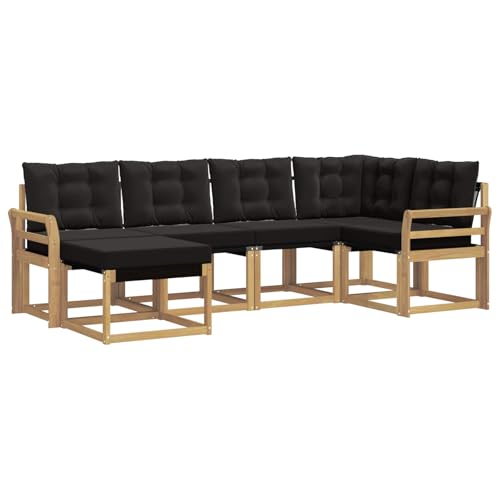 vidaXL Ensemble de canapés d'extérieur 6 pcs Blanc et Noir, Ensemble de canapés de Jardin Moderne, Confortable, Relaxant, résistant, Meubles d'extérieur...