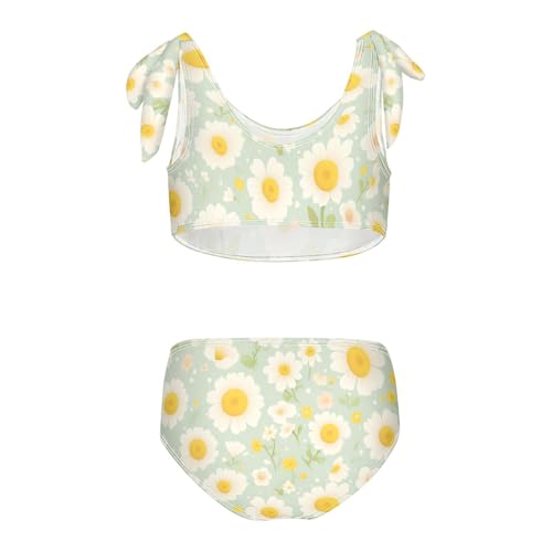 KLL Polka Dots and Tender Chamomile Flowers Cartoon Girls 2 Piece Bikini Set Quick-Dry Swimsuits Swimwear Adjustable2