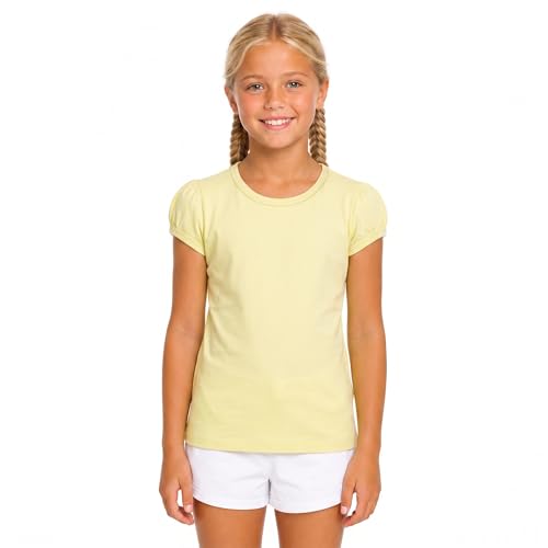 Image of Lilax Girls Short Puff Sleeve Cotton T-Shirt, Toddler & Little Girls Top | 95% Cotton Puff Sleeve Tee; Crewneck, Short Sleeve; Toddler & Girls Sizes 2T-12; for School, Play & Everyday; Machine Wash