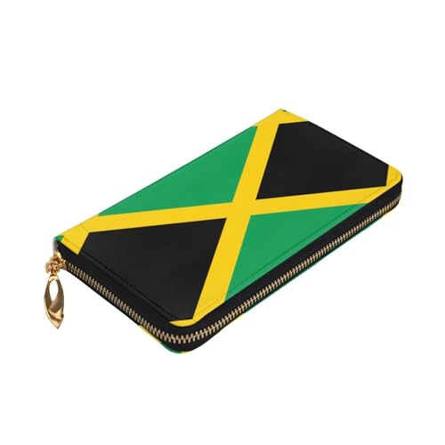 Flag of Jamaica Leather Long Wallet, 12 Credit Card Slots, 3 Cash Slots, Coin Compartment, Unisex3
