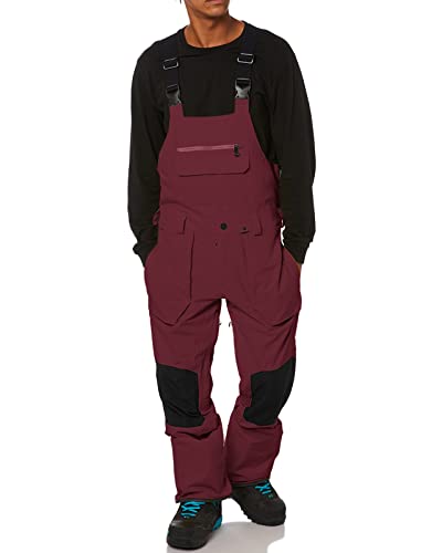Men's Snow Bibs Ski Pants Adjustable Snowboard Bib Outdoor Waterproof Insulated Ripstop Snowboarding Overalls Winter Burgundy #TOP18