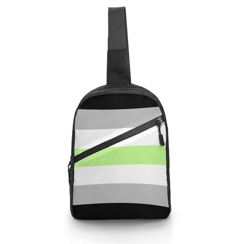 Agender Flag Chest Bag Foldable Crossbody Unisex Pack Travel Hiking Adjustable Shoulder Straps Sling Bags