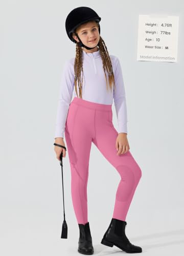Image of Willit Girl's Riding Pants Horseback English Horse Equestrian Breeches | 4-way stretch twisted yarn, non-slip saddle grip and secure zip phone pockets, summer equestrian camps and intensive lessons