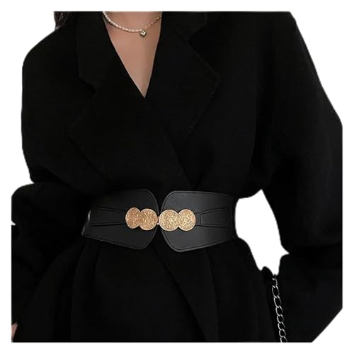 OJEVMLFVQ Corset Ladies Fashion Elastic Wide Waist Seal Dress Coat Sweater Suit Decoration Leather Corset Belts For Women(Black)