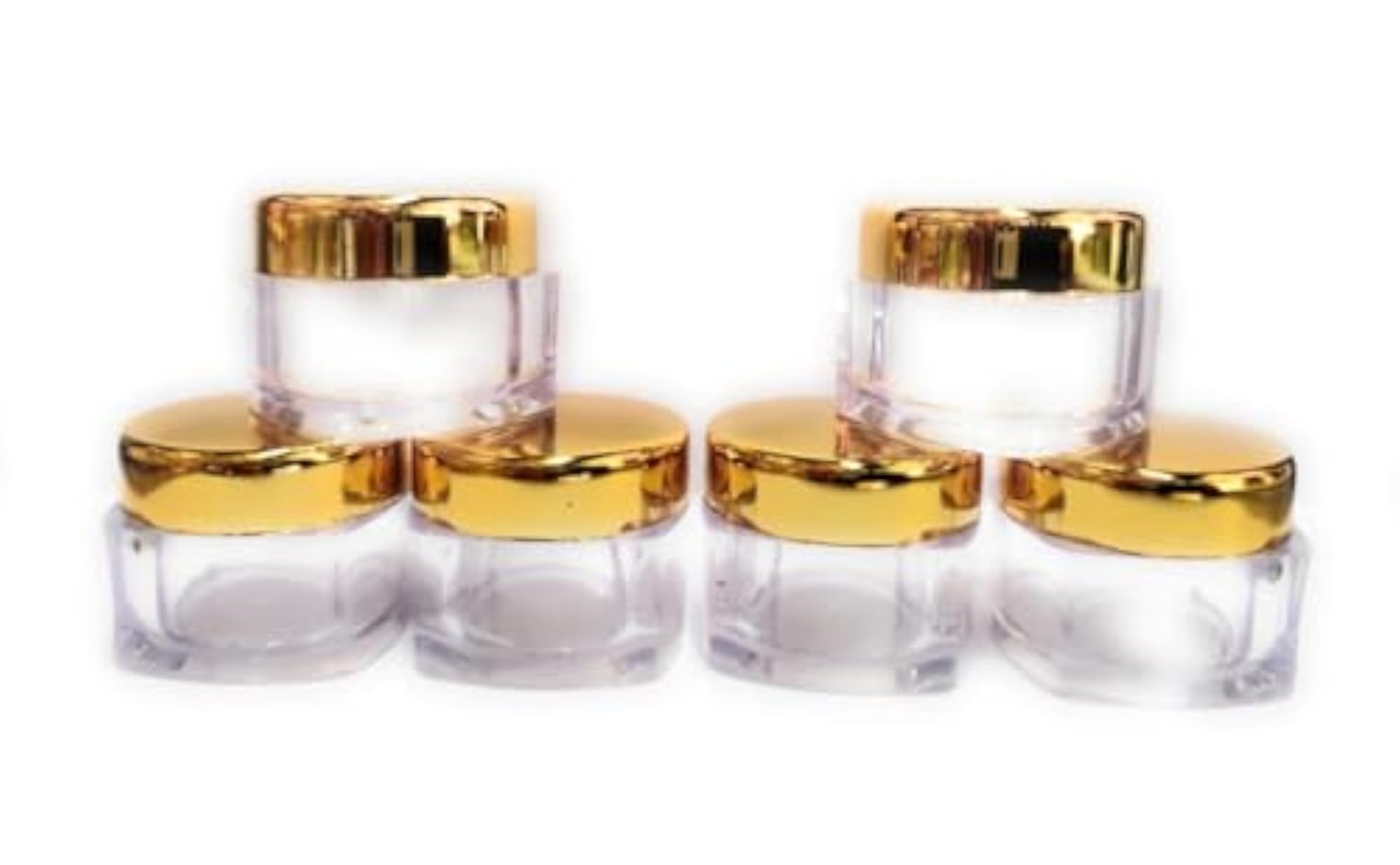 15g Square Empty Cosmetic Containers with Gold Lids, Pack of 12
