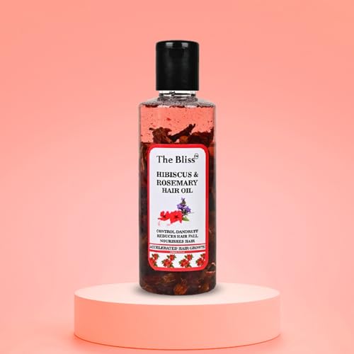 Image of The Bliss Hibiscus & Rosemary Hair Oil Enriched With Organic ingredients - Promotes Hair Growth, Reduces Hair Fall & anti dandruff for men & women 200ml