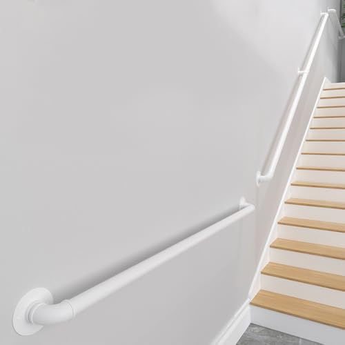 GSKDZG Redondo Barandilla De Escalera De Hierro Forjado Pasamanos De Escalera Negro Industrial Barandilla De Seguridad Para Ancianos Y Niños Antideslizante(White,550cm)