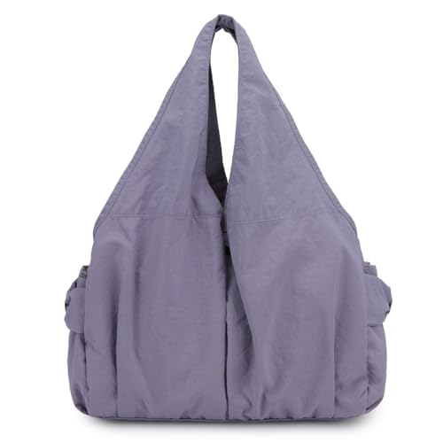 Sac en nylon pour femme à multiples poches violet grand format ultra léger