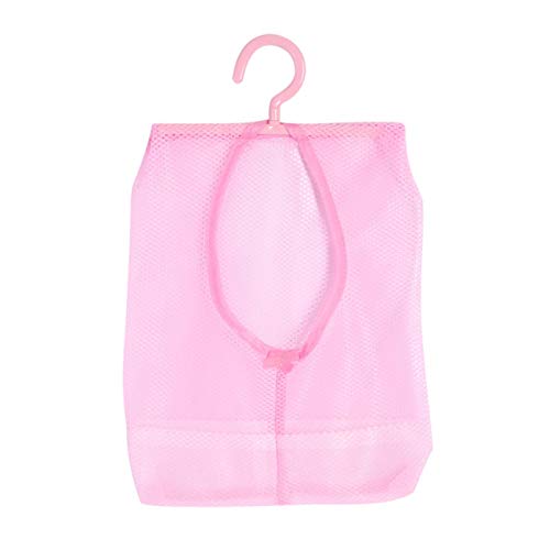 Tomotato Clothespin Bag with Hanger, Multi Purpose Hanging Mesh Bag Hanger Socks Underwear Storage for Bathroom Wardrobe Laundry Clothesline Outdoor, 11.8 x 10.2in(Pink)