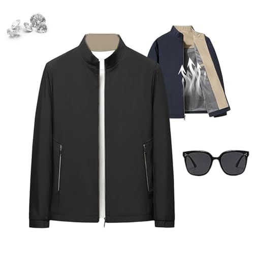 Aviation Men's Standing Collar Zipper Casual Jacket, Aviationp Men's Lightweight Zip Up Jacket Blazer With Pocket