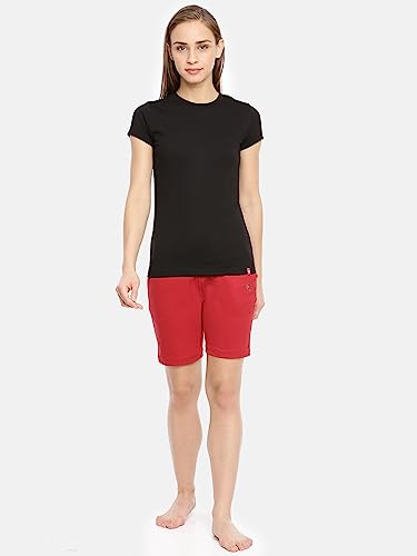 Image of Macrowoman Women's Comfort Shorts in Cotton Poly Fabric with Low-Waist Fit, Elastic Waistband, and Front Pockets, Ideal Women's Shorts for Loungewear and Casual Wear, Shanghai Red, XL, Pack of 1
