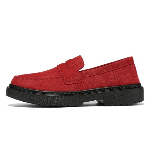 BEAUSEEN Women's Suede Penny Loafers Casual Lightweight Slip On - Comfortable Walking Shoes,Chic Flat for Work & Travel Burgundy,6.5 US by BEAUSEEN - Used condition - Image 3