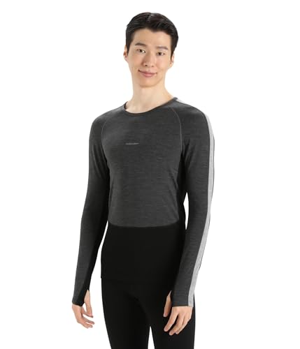 Icebreaker 200 Zoneknit Long Sleeve Crew Jet Heather/Black/Metro Heather XL