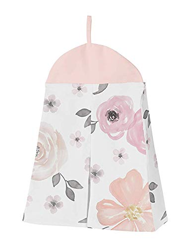 Sweet Jojo Designs 4 pc. Blush Pink, Grey and White Watercolor Floral Baby Girl Crib Bedding Set Rose Flower Polka Dot