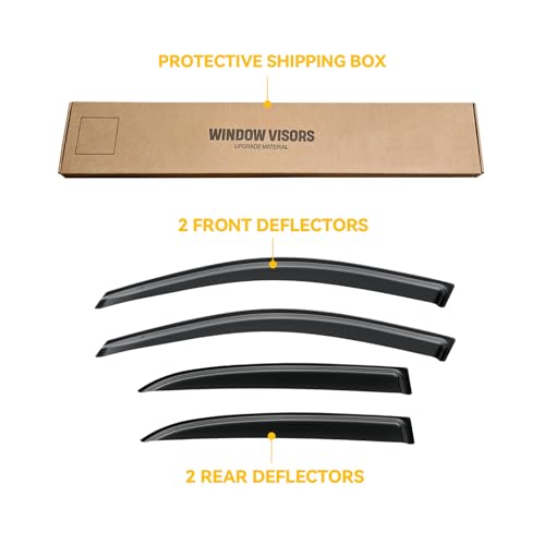 Image of Rain Guards for Volkswagen VW Jetta Sedan 2006-2010, Out-Channel Window Visor Shields Vent Deflector Shade Wind Dark Smoke 2007 2008 2009 06 07 08 09 10, Tape-On Outside-Mount, 4PCS