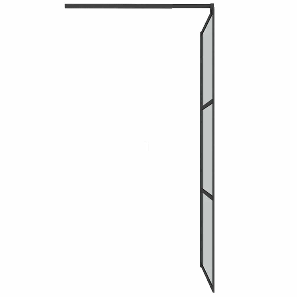 Ścianka prysznicowa Walk-In 115 x 195 cm, szkło ESG, ciemna z aluminiową ramą, czarna, regulowany profil i drążek podporowy, stabilna kabina prysznicowa do łazienki, ochrona przed pryskaniem