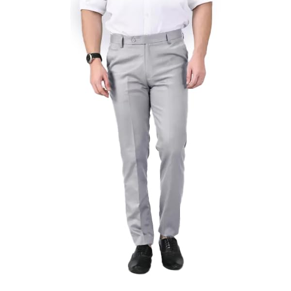 SUCHEH Men's Solid Formal Regular Fit Wrinkle Free Cotton Coin Trousers-picture-31