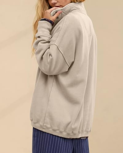 Image of Gacaky Sweatshirt for Women Oversized Casual Long Sleeve Button Henley Neck Pullover Tops Fashion Outfits Clothes