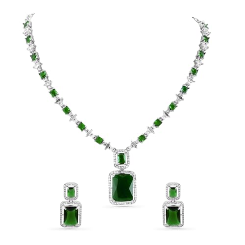Image of Rubans Necklace Set American Diamond Zirconia Jewellery Gift for Women & Girls