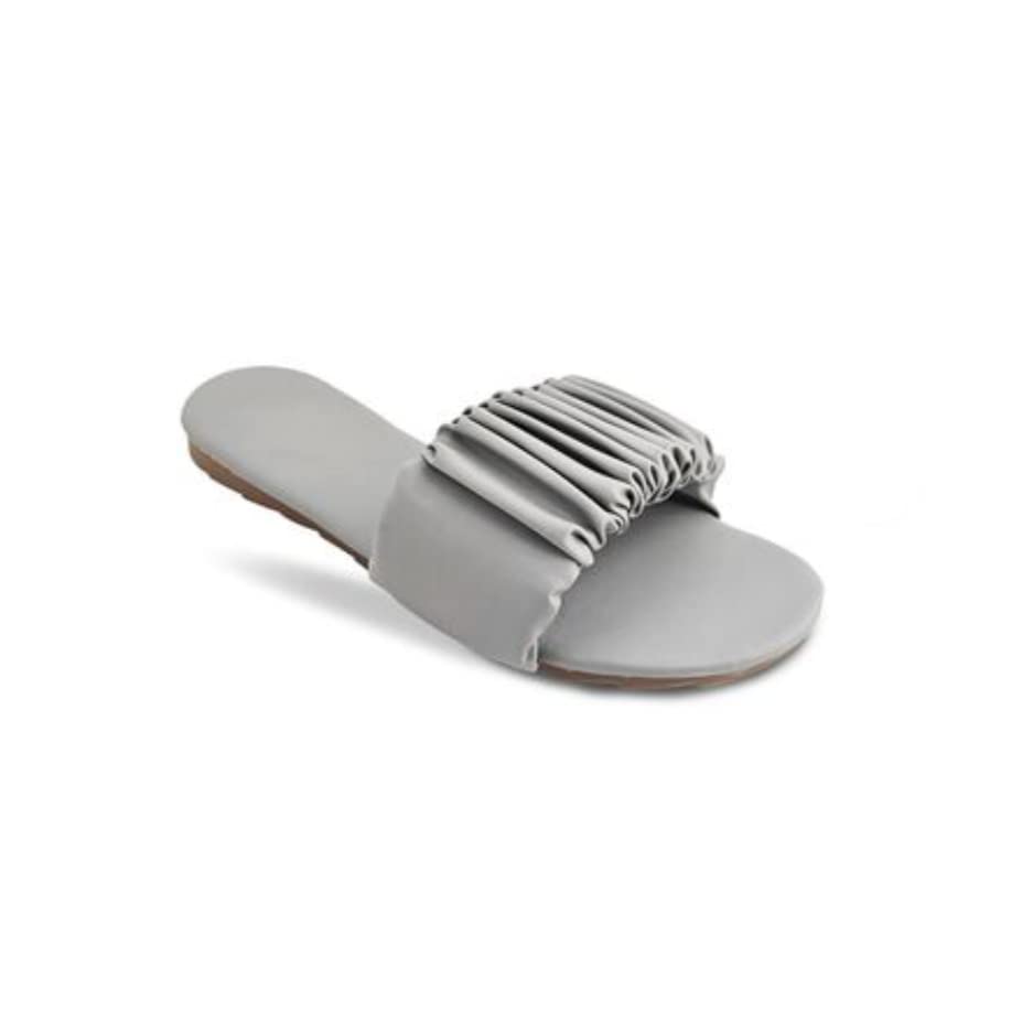 Image of Striped Ruffled Design Fancy Flats Sliders Fashionable Slippers GFor Women