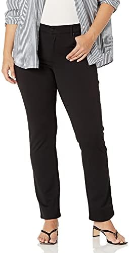 NYDJ Women's Plus Size Ponte Marilyn Straight Leg Pant, Black, 18W