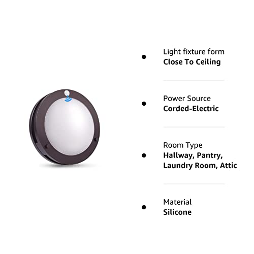Cloudy Bay Indoor Outdoor 10Inch 5 Color Motion Sensor Light Sensor Led Flush Mount Ceiling Light, 2700K/3000K/3500K/4000K/5000K Selectable, 20W Cri90+ Oil Rubbed Bronze,Dustproof Design,Wet Location #TOP6