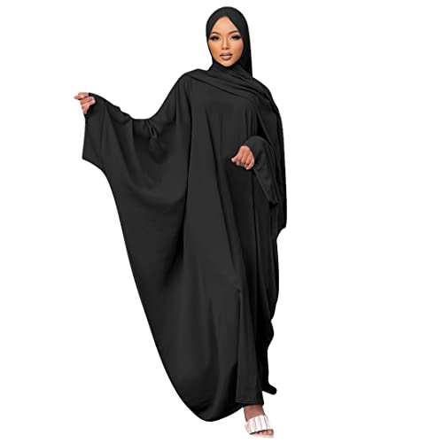 Muslim Dress for Women Pakistani Kaftan Abaya Robe + Hijab Arabic Islamic Prayer Clothes Dubai Outfits