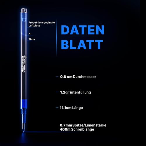 LIEBKAMP Radierbare Ersatzmine blau 0,7mm [12 Stk] Für Radierbarer Kugelschreiber, Tintenroller Radierbar, Radierstift, Erasable Pen, Gelschreiber Radierbar