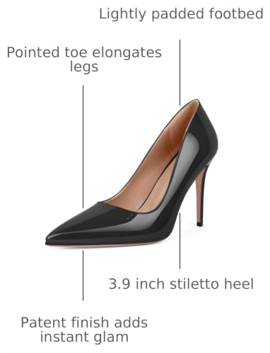 Image of Women's Stiletto High Heels Pumps for Women-4IN Pointed Toe Classic Pumps for Dress Party Wedding Evening Date Night Sexy Slip-On Shoes