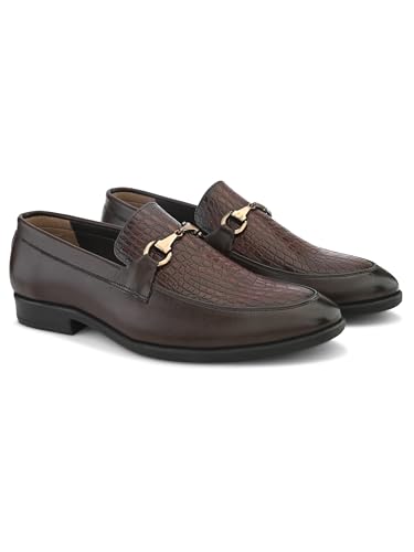 Image of San Frissco Men's Loafers Horsebit Shoes for Men | Buckle Slip-On Textured Moccasins for Office & Formal Wear with Soft Cushioned Insole Stylish, Comfortable & Durable Footwear
