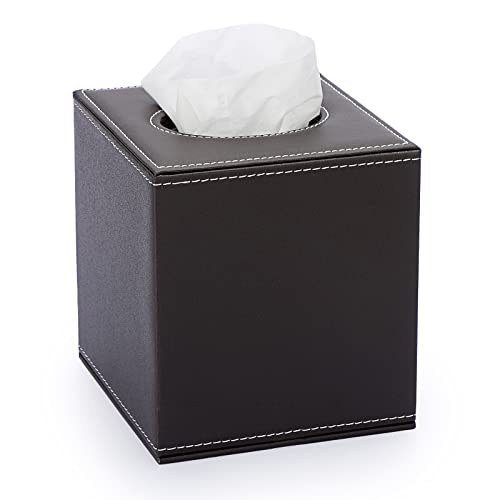 Sumnacon Square Leather Tissue Box Cover - Stylish Cube Tissue Box Holder with Magnetic Bottom...