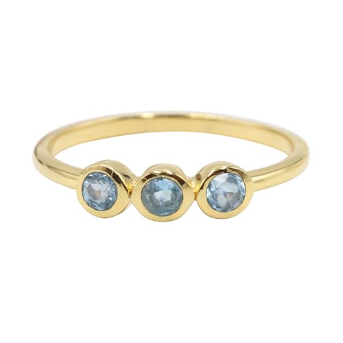 Bague femme topaze bleue argent 925 plaqué or 18K fiançailles t7