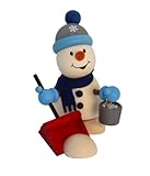 Kunsthandwerk Ullrich Holzfigur Schneemann mit Schneeschippe und Salz-Eimer BxHxT 7x9,5x6,5cm NEU Schneemann Schneeschaufel Winterfigur Miniatur Deko Erzgebirge
