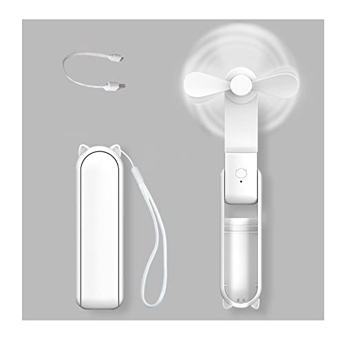 Haoxuann Tragbarer faltbarer Handventilator, tragbarer USB-Ventilator, wiederaufladbar über USB, faltbarer Mini-Ventilator, für Reisen oder im Freien,Weiß Cover