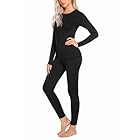 Ekouaer Thermal Underwear for Women Long Johns Sets Base Layer Pjs 2 Pieces Pajams Set Black M