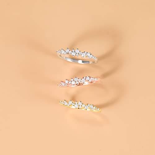 Mameloly Wedding Bands for Women Silver/ 14K Gold Plated/Rose Gold Plated Dainty Stackable CZ Cubic Zirconia Engagement Rings for Her Size 3-123